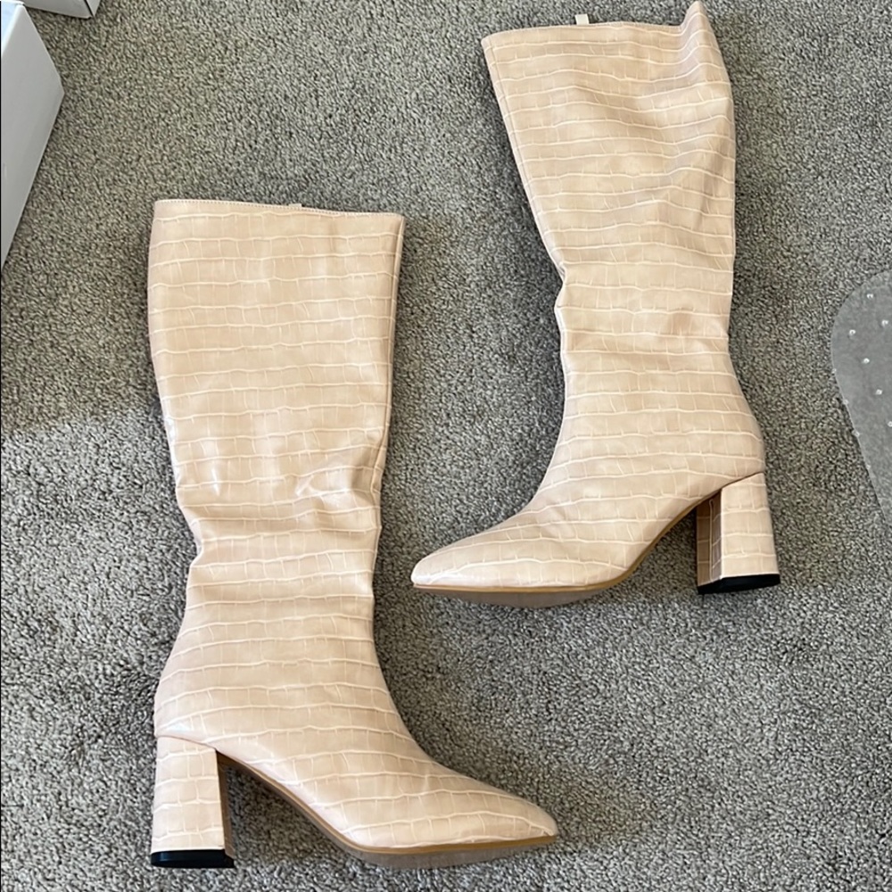 Shein Croc-Embossed Boots